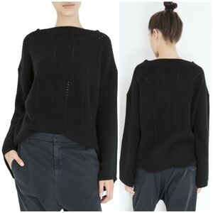 NILI LOTAN LEYTON Cashmere Black Boat Neck Knit Sweater Pullover SZ XS